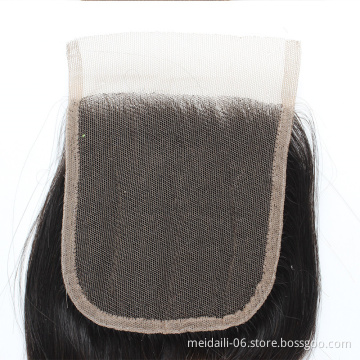 4*4 Hair Closure Vendors Brazilian Bulk Style Natural Black Color Silky Straight Wave Virgin Origin Human Hair